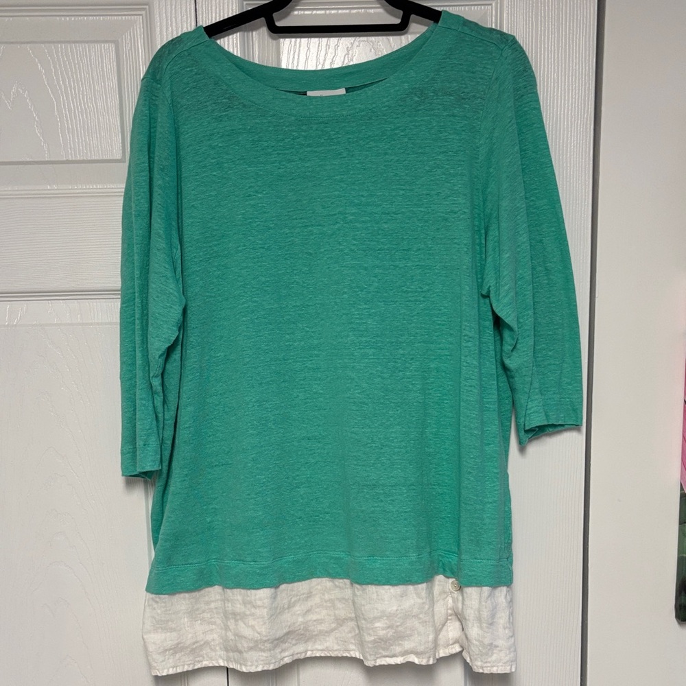 J. Jill Mint Green Linen Top